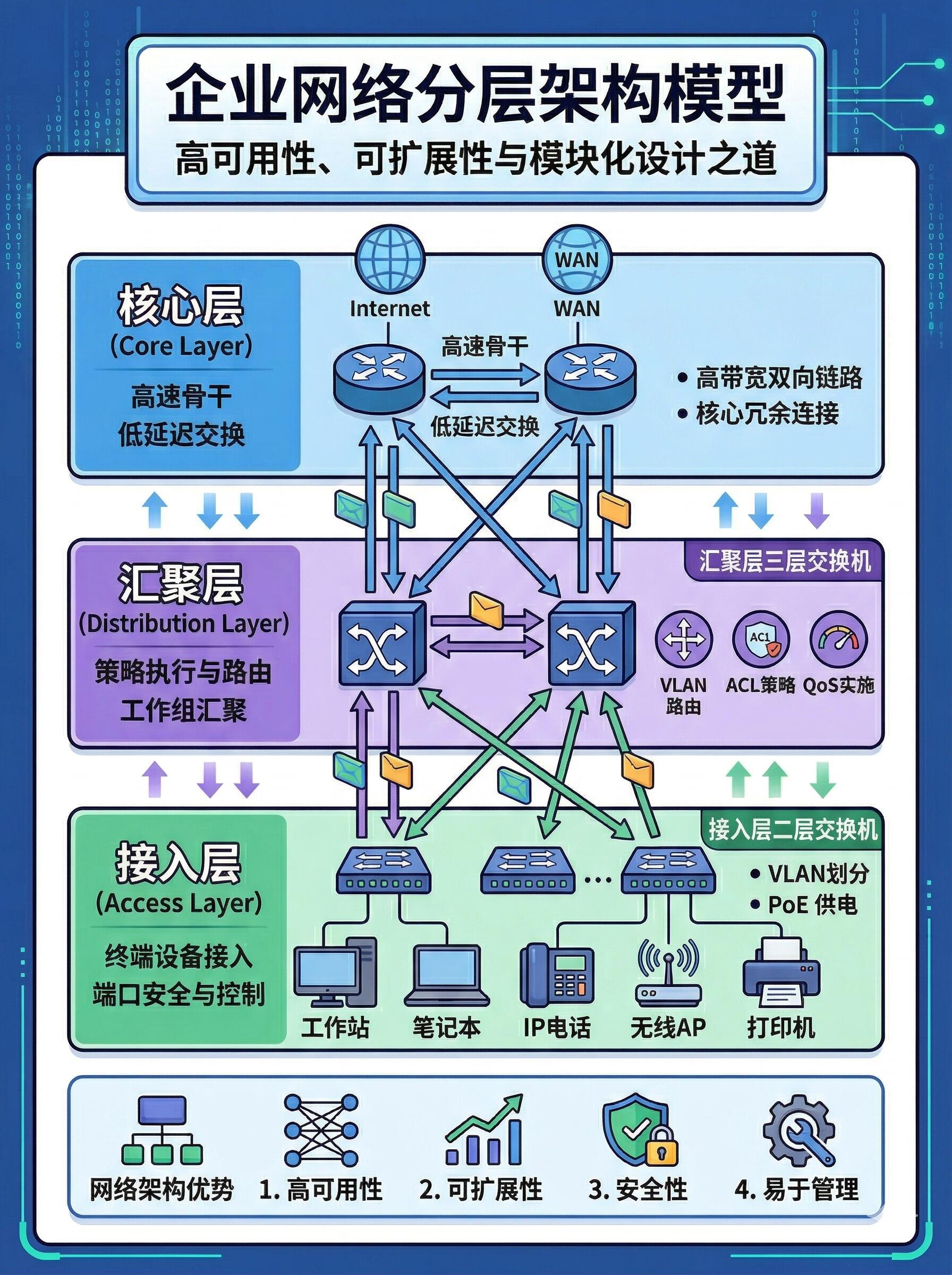 企业级网络架构设计方案完整详解(通用标准化方案，适配中小 / 中大型企业)