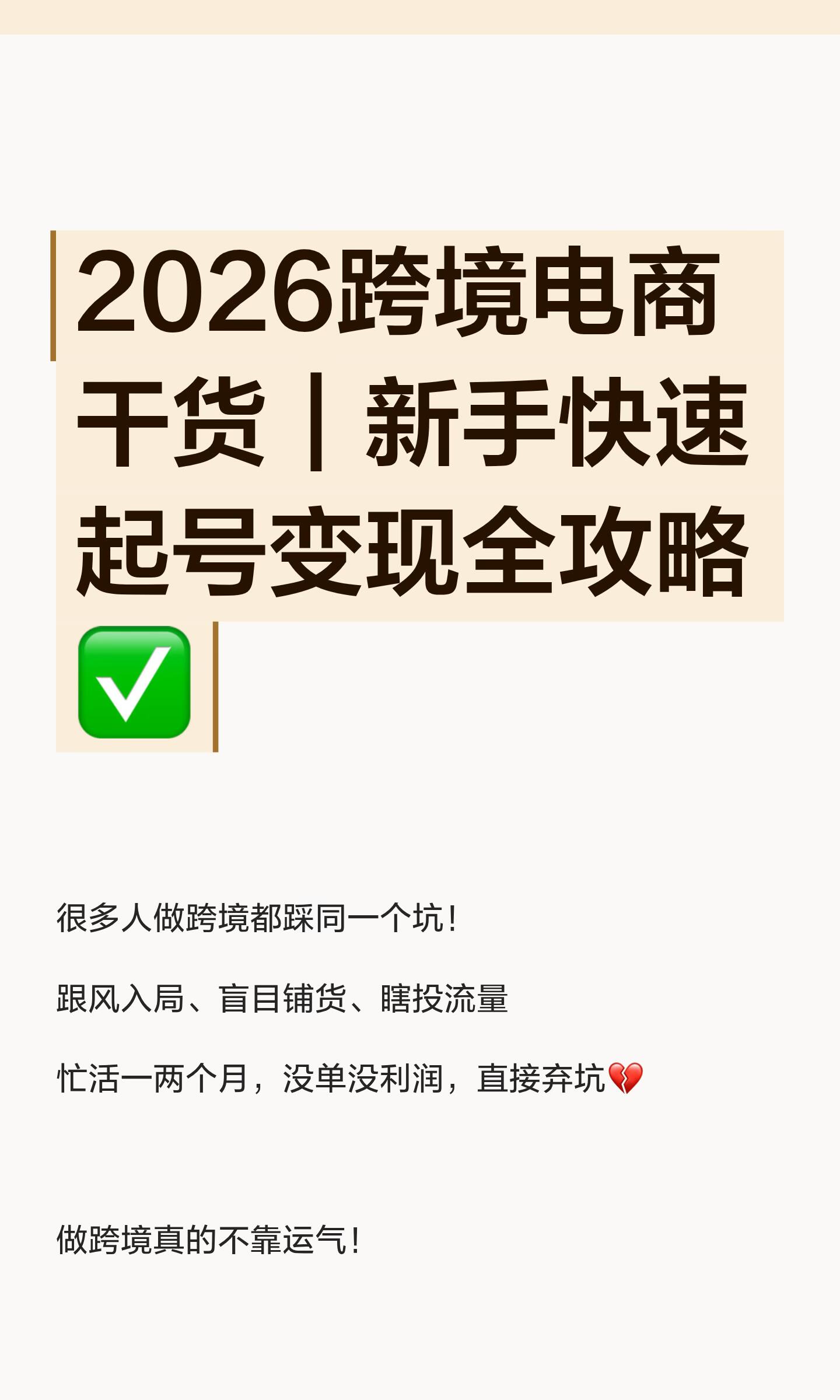 跨境电商运营新手完整指南(2026最新零基础实操版)